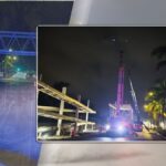 Avanzan con la instalación de secciones del puente peatonal en Las Juntas; aún sin fecha definitiva de finalización