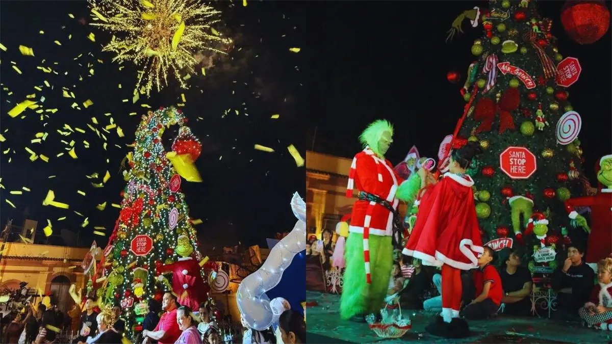 El Grinch brilla en Navidad en El Rosario, Sinaloa: ¡Mira el impresionante árbol de Navidad!