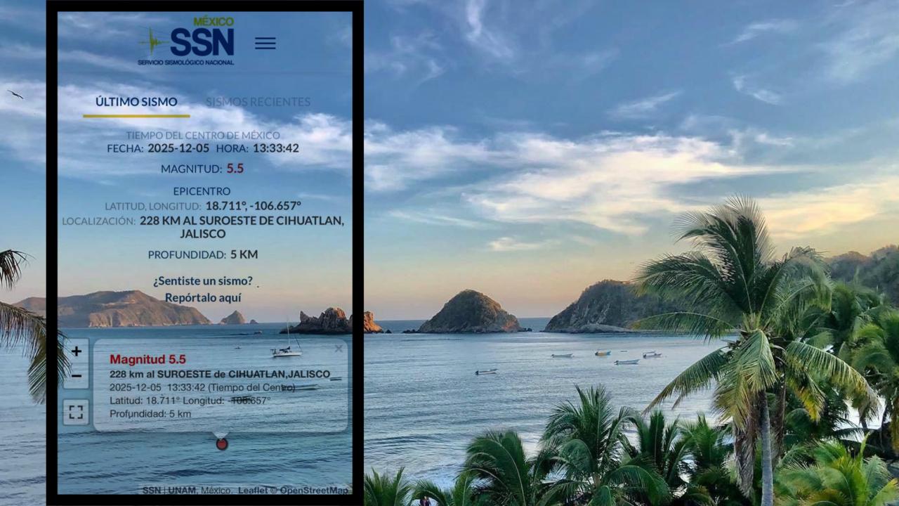 Fuerte actividad sísmica en el suroeste de Cihuatlán: temblor de 5.5 grados.