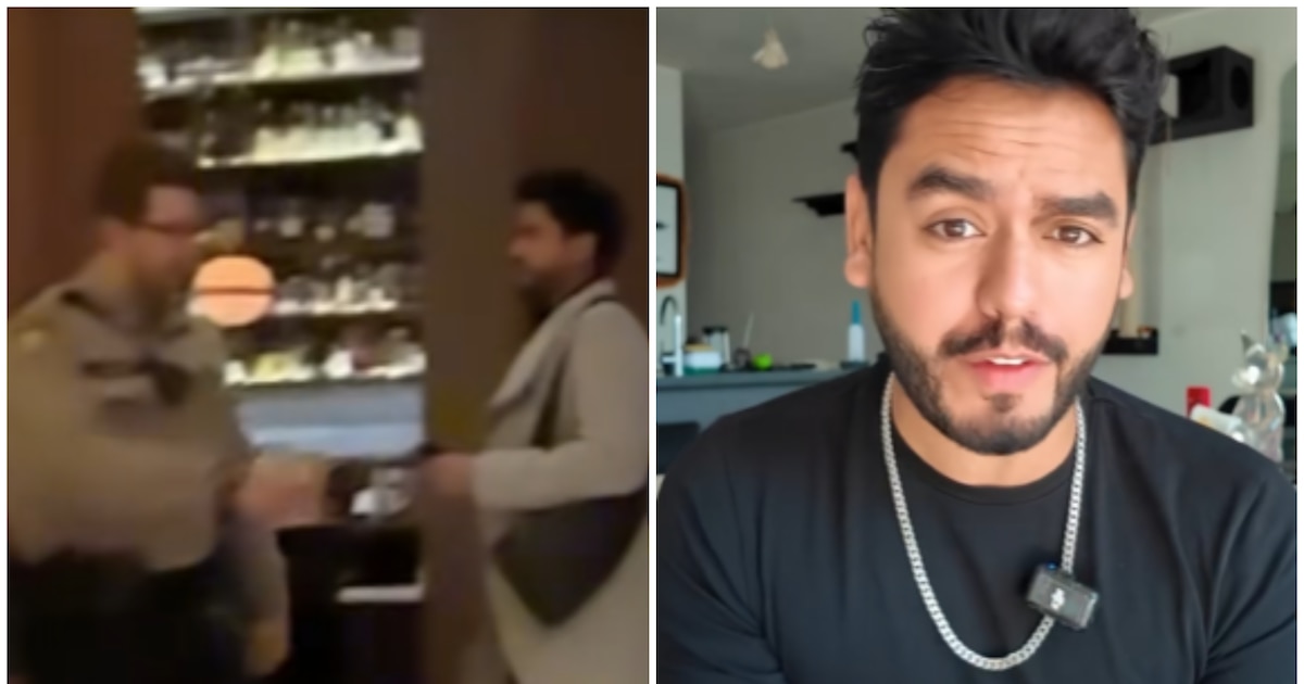 Influencer mexicano Omar Núñez escoltado por policías a su hotel antes de Navidad en prisión en EEUU