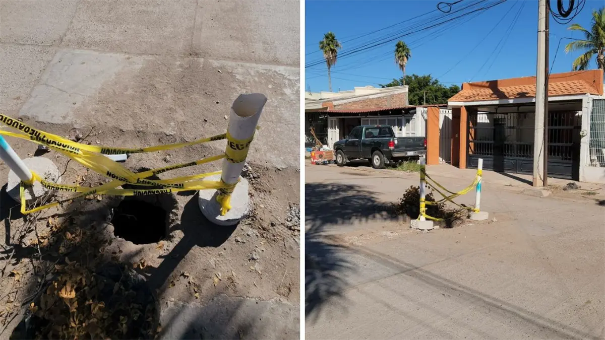 Nuevo hundimiento causa preocupación entre residentes en Los Mochis; esta vez en la zona residencial de Del Real