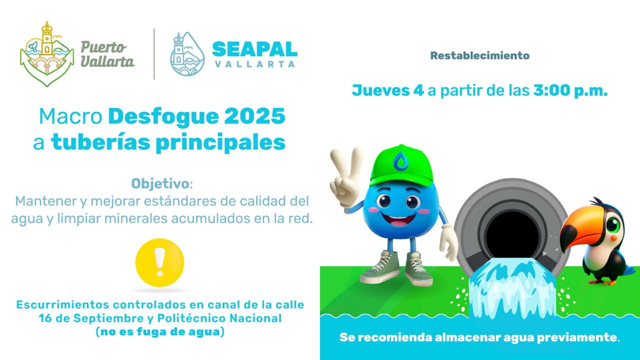 SEAPAL llevará a cabo desagüe nocturno; impactará a más de 60 colonias en el norte de Puerto Vallarta