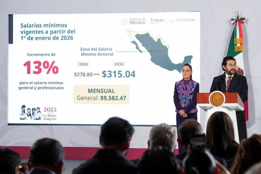 Sheinbaum anuncia aumento del salario mínimo del 13% a 315 pesos al día