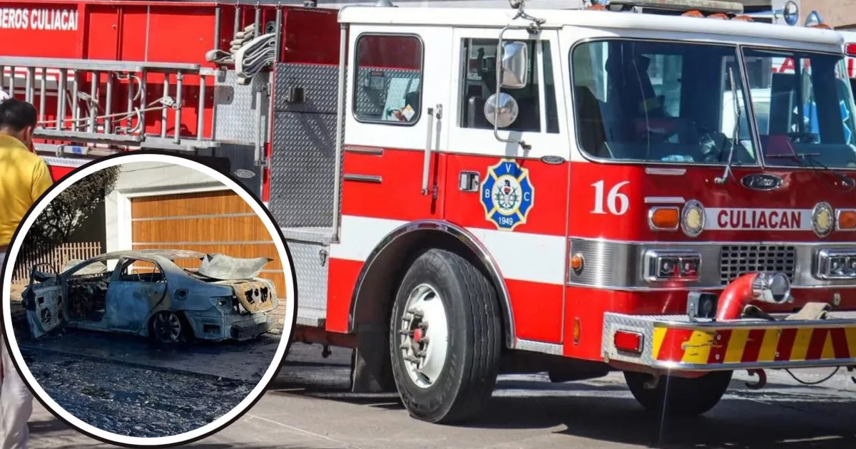 ¡Arde en llamas! Auto en Las Quintas, Culiacán, es víctima de un incendio