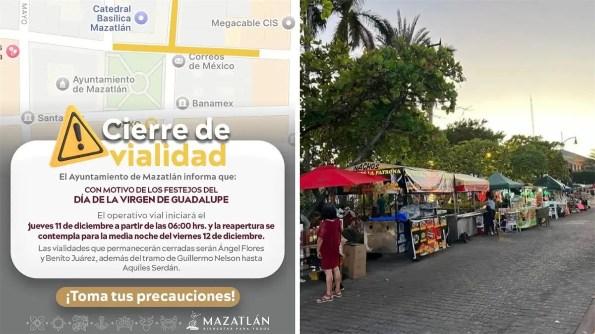¡Conductores alerta! Calles de Mazatlán cerradas a partir del jueves por festividad de la Virgen