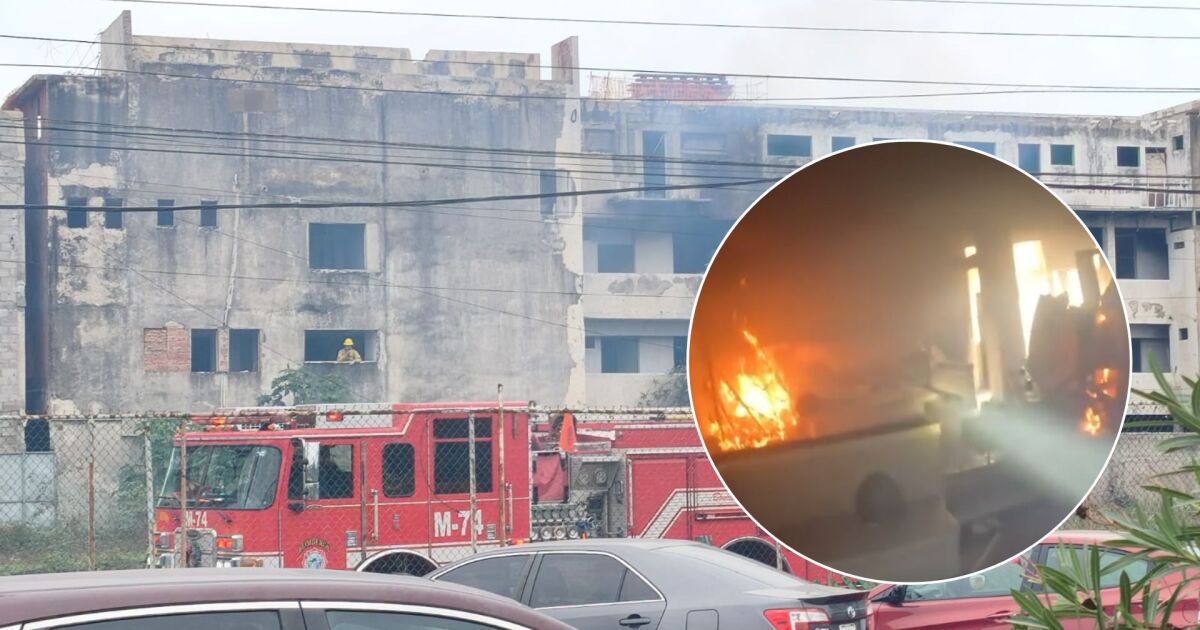 VÍDEO: ¡Incendio arrasa con el interior! Impactantes imágenes del fuego en hotel abandonado de Mazatlán