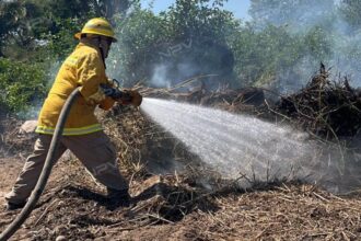 Grave incendio en pastizal pone en peligro una casa en Mezcales