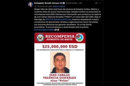 Mensaje del Embajador de Estados Unidos al líder del CJNG: "No podrás esconderte, te llevaremos ante la ley"