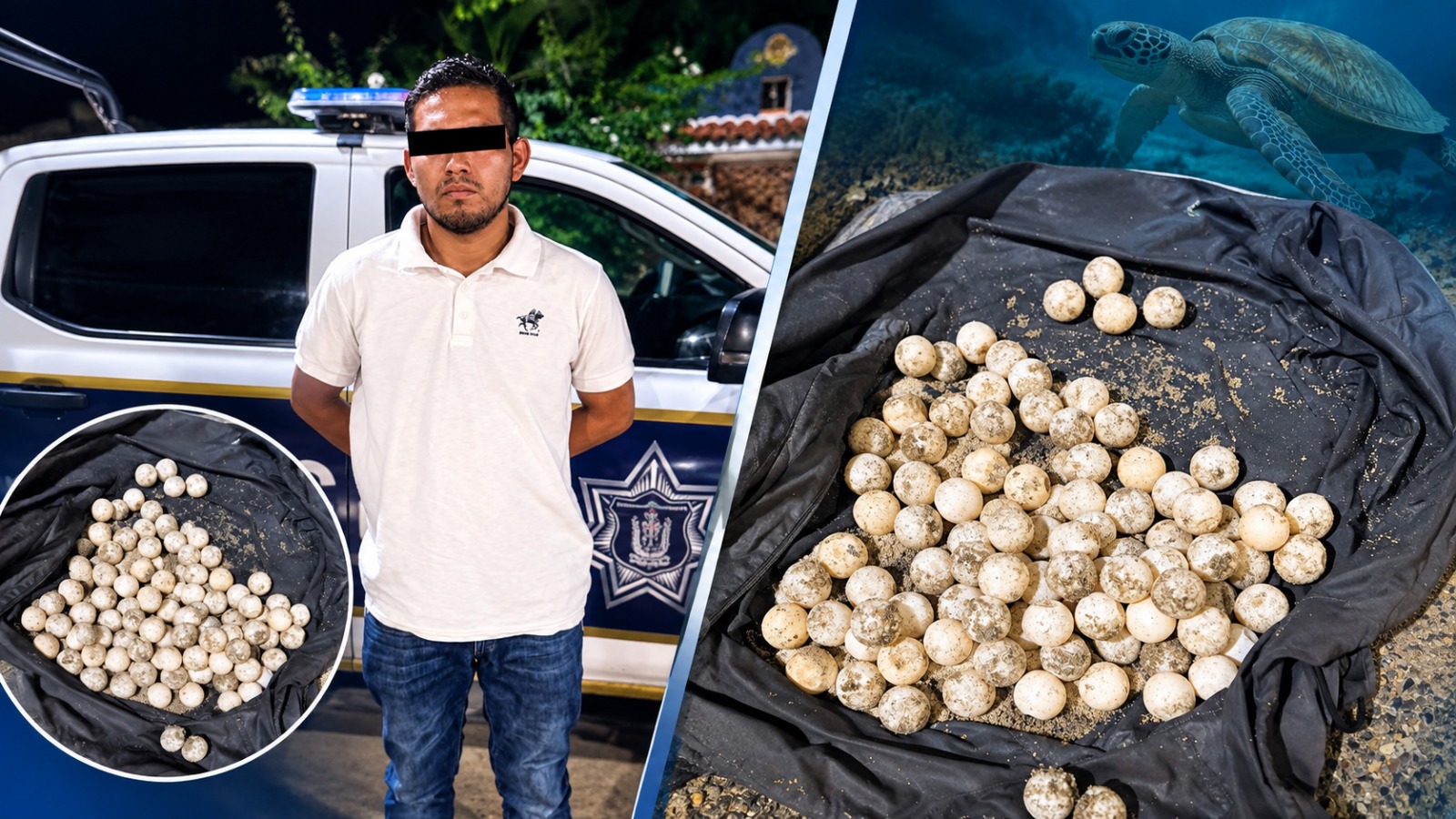 Detienen a individuo con nido de tortuga en Bahía de Banderas